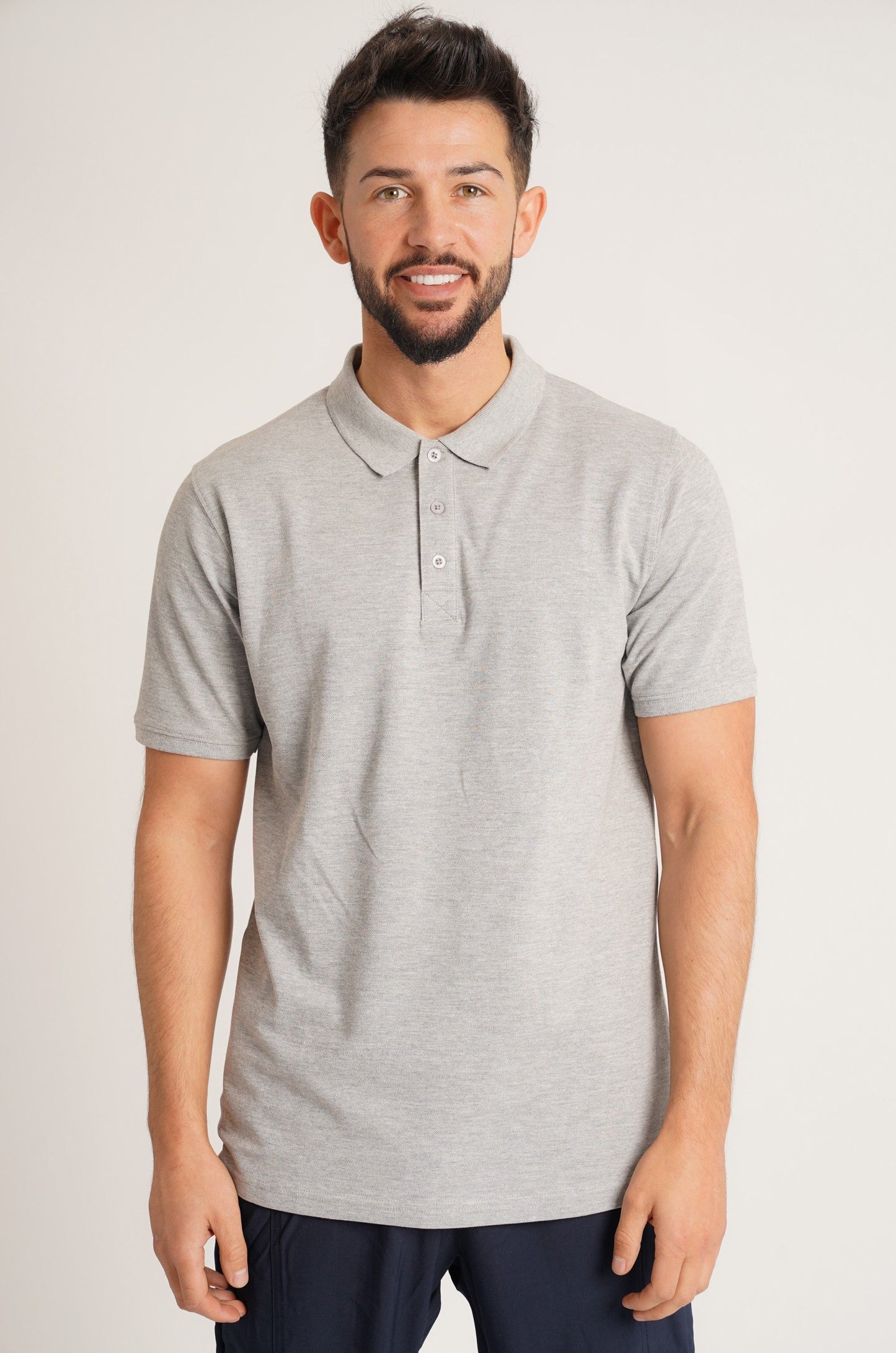 Grey Marl Pique Mens Polo