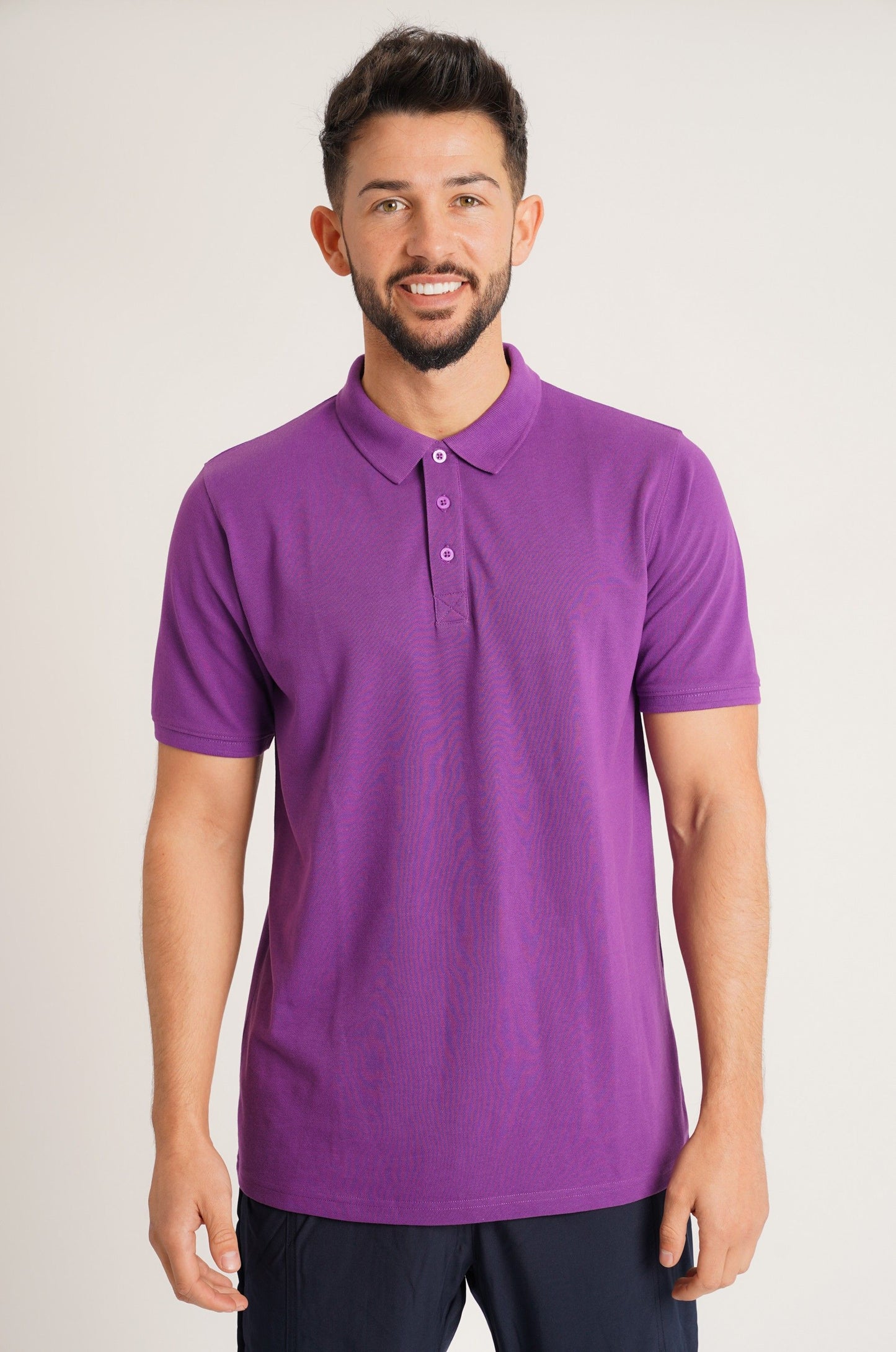 Purple Pique Mens Polo