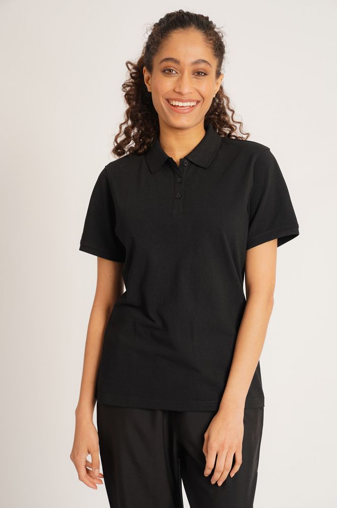 Black Pique Womens Polo