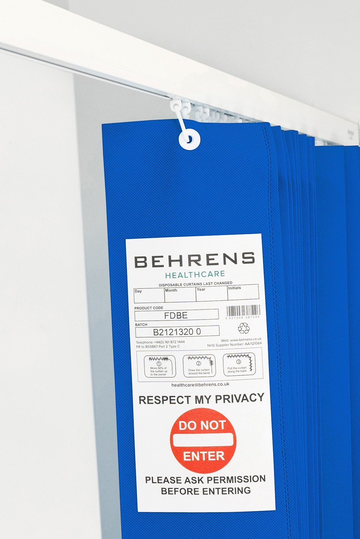 Hospital Blue FR Disposable Curtain - Eyelets
