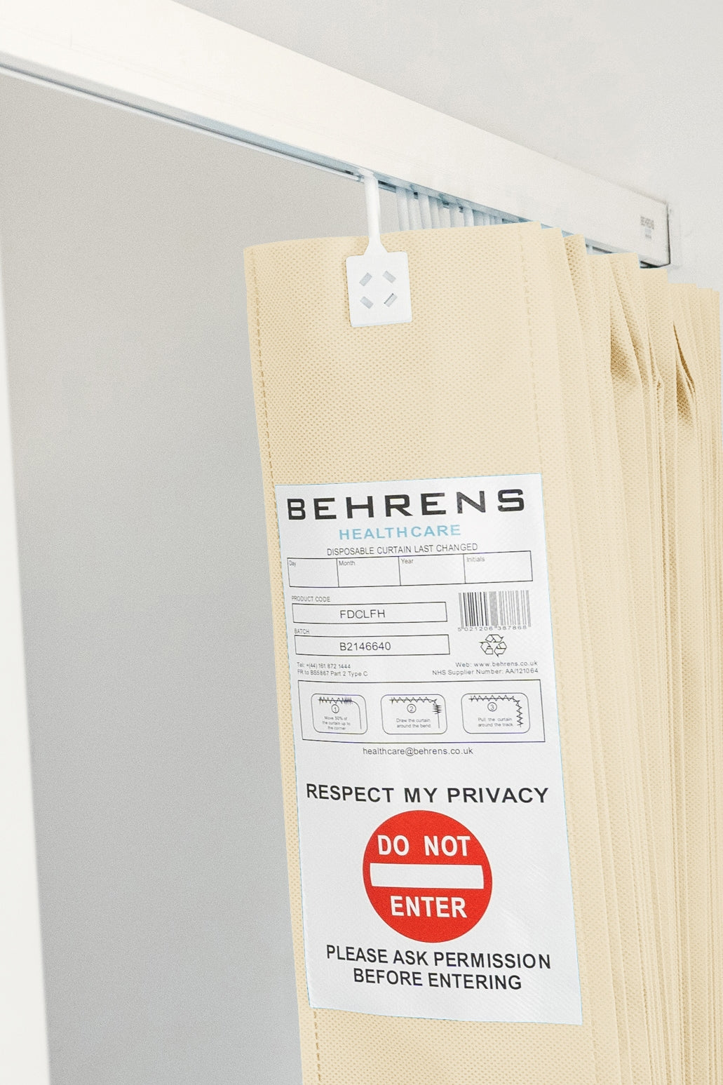 Cream FR Disposable Curtain - LFH Hooks