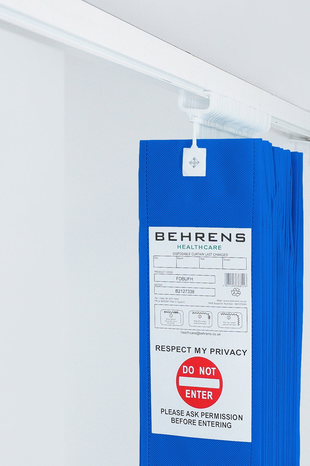 Hospital Blue FR Disposable Curtain - UFH Hooks
