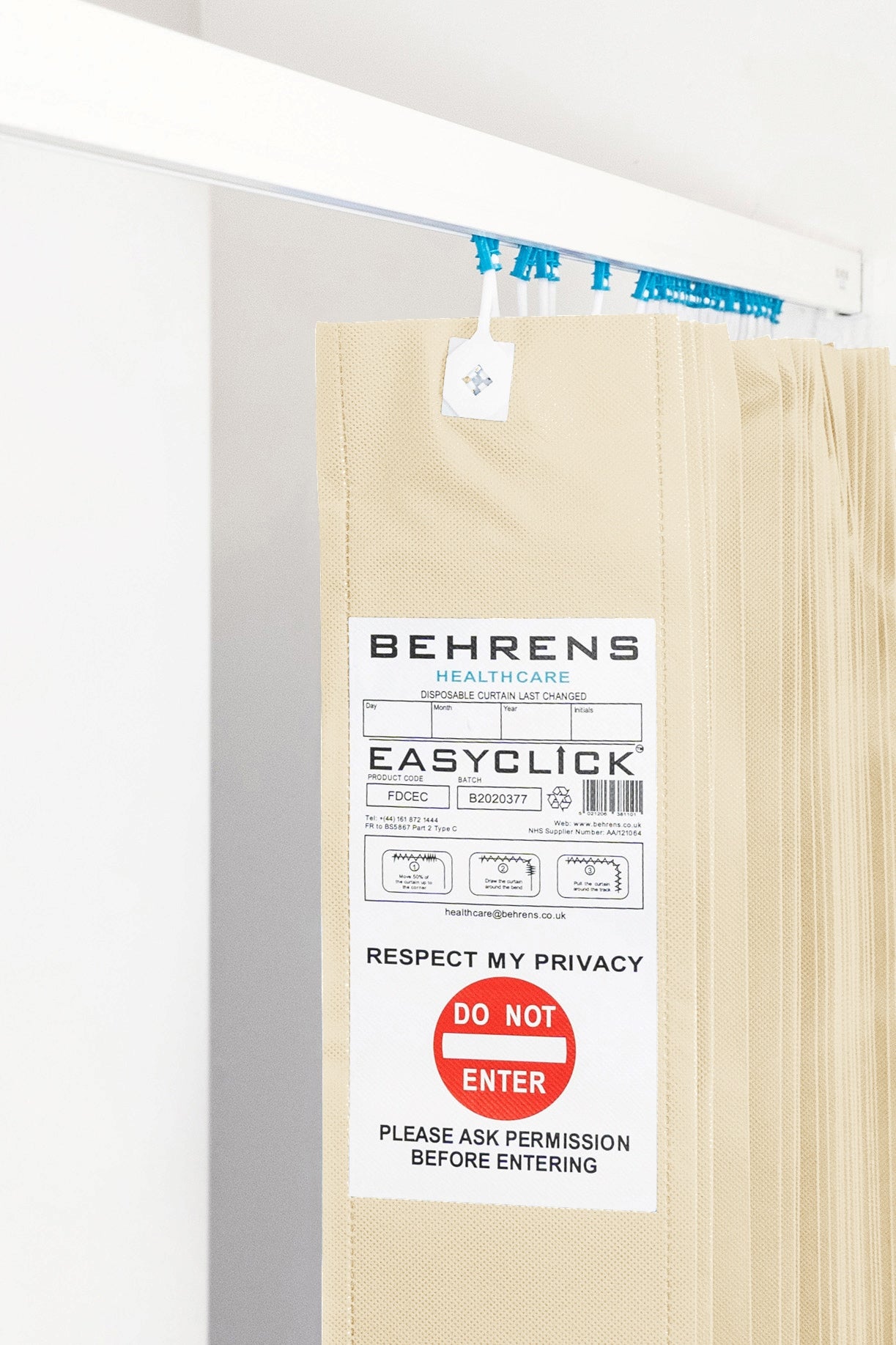 Cream FR Disposable Curtain - EasyClick Hooks