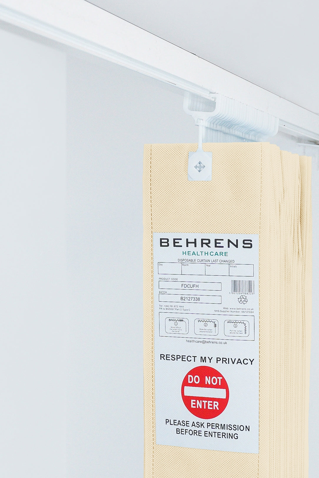 Cream FR Disposable Curtain - UFH Hooks