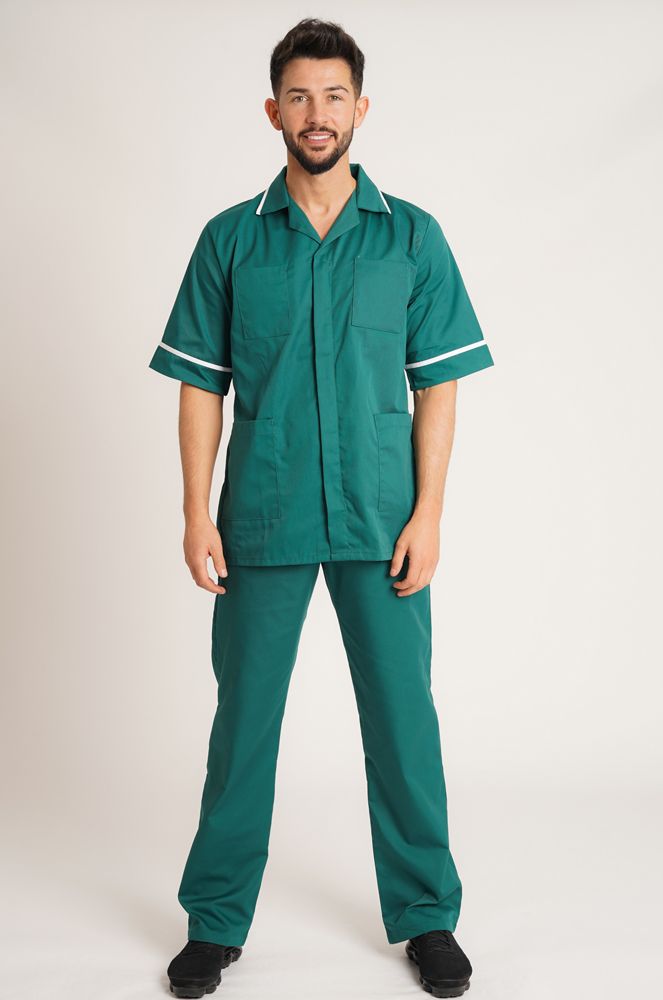 Bottle Green/White Trim Male Tunic