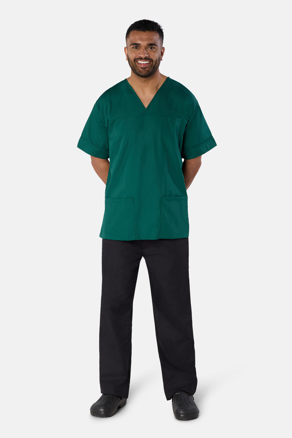 Bottle Green Plain Lightweight Scrub Top