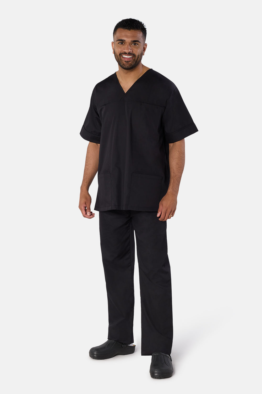 Black Plain Lightweight Scrub Top