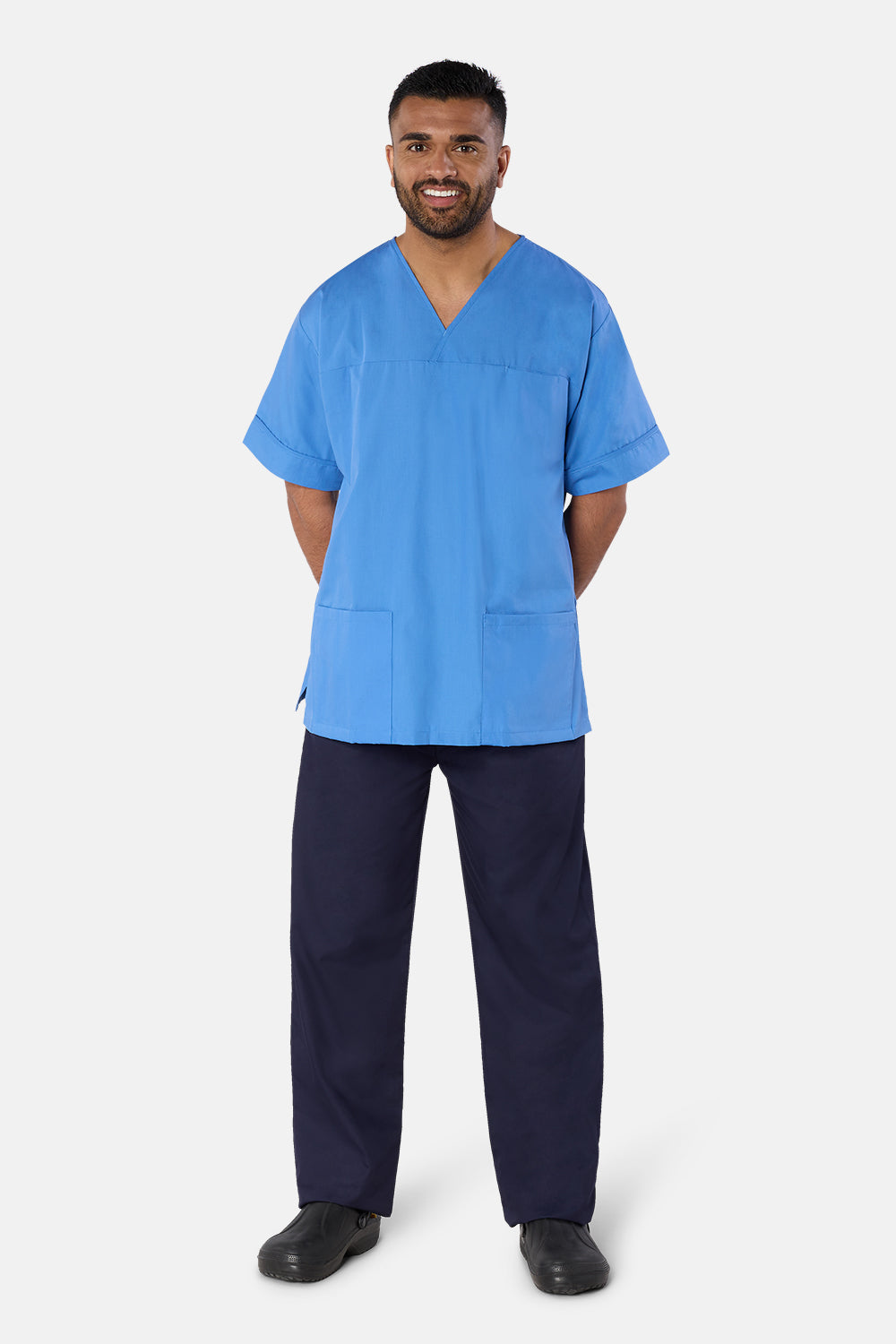 Hospital Blue Plain Lightweight Scrub Top