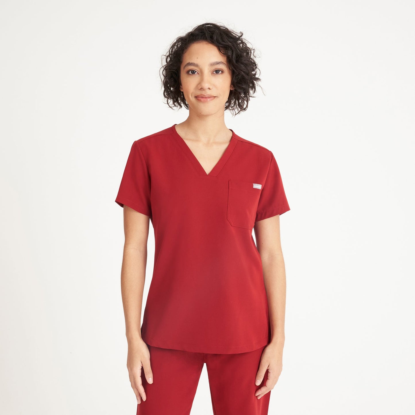 Burgundy Nova One Pocket Scrub Top - Beh-4957