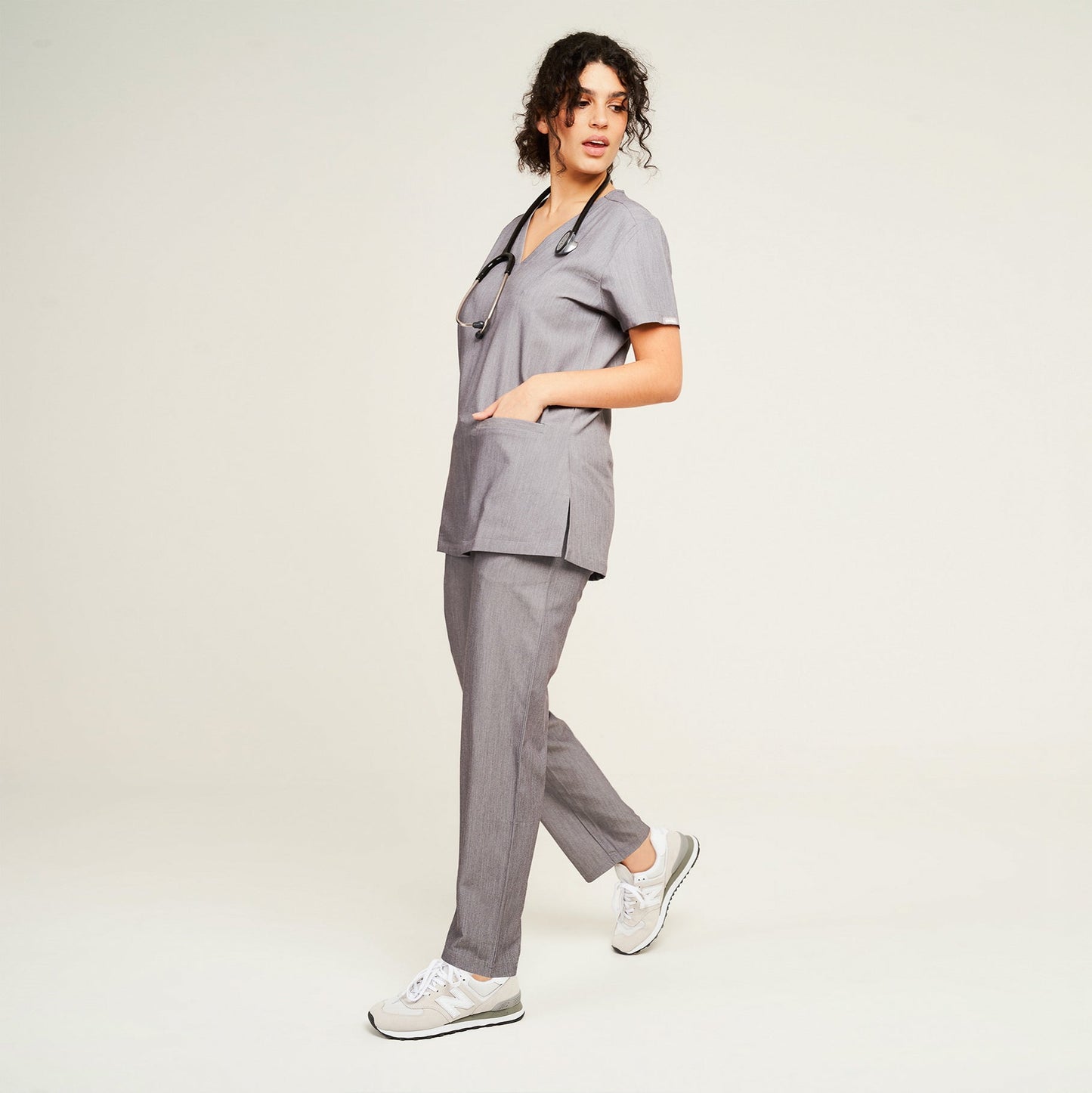 Charcoal Ari Two Pocket Scrub Top - Beh-4955