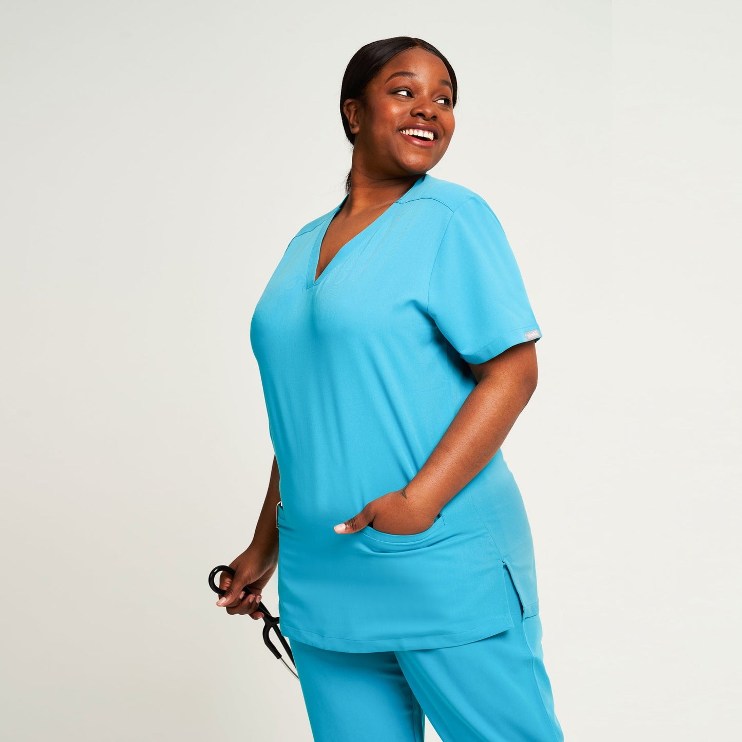 Teal Ari Two Pocket Scrub Top - Beh-4955