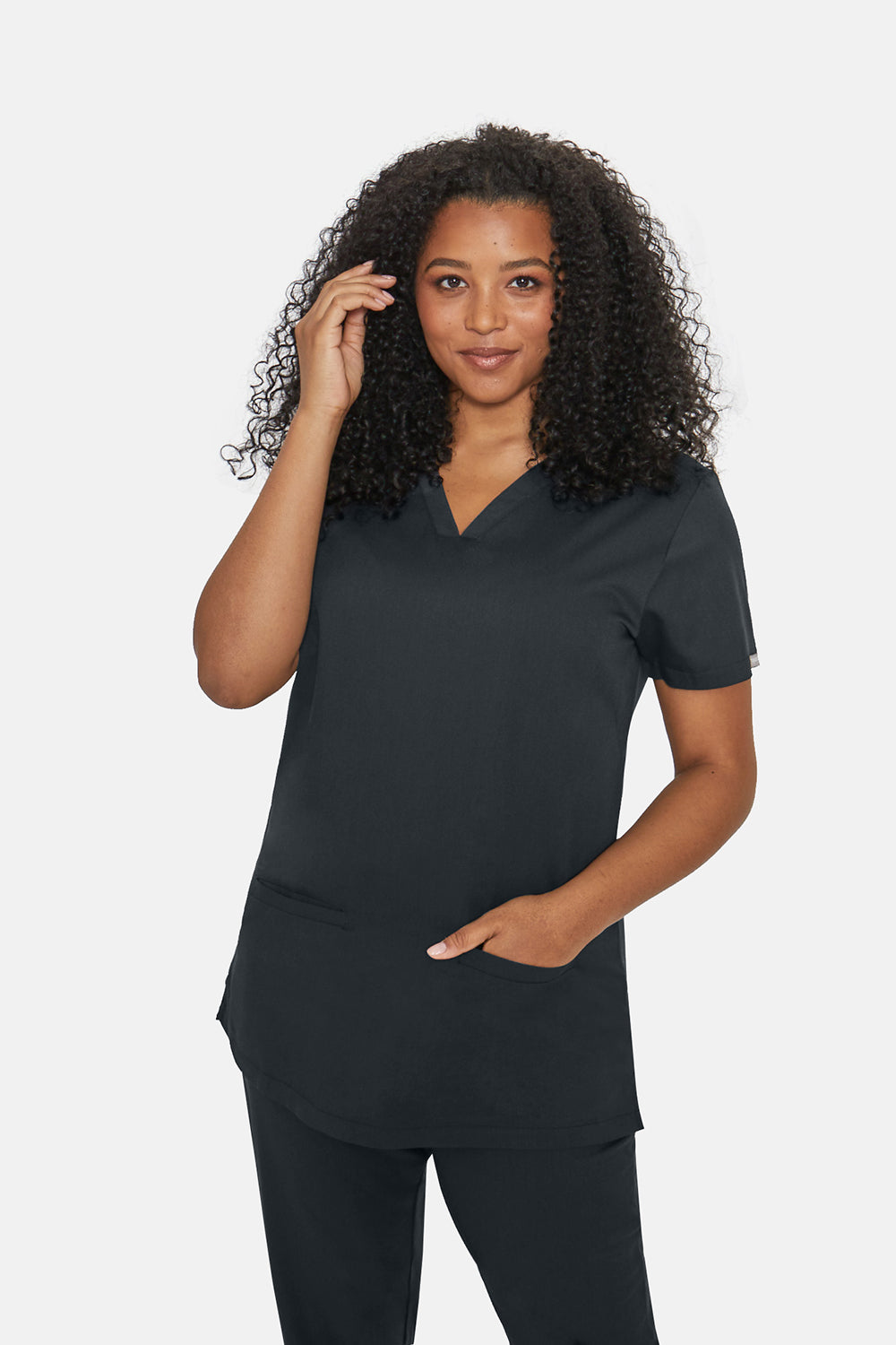 Soft Black Ari Two Pocket Scrub Top - Beh-4955