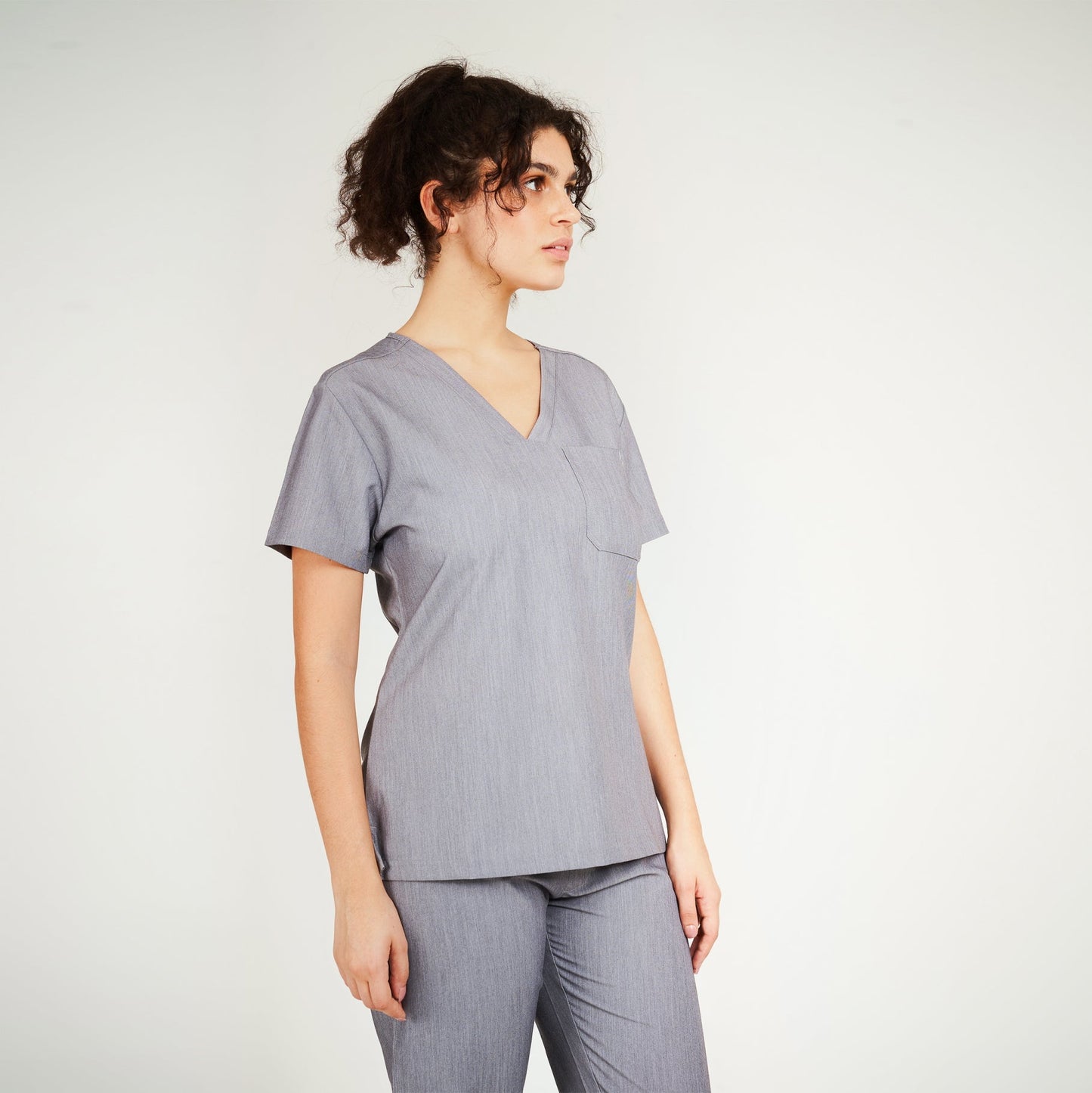 Charcoal Nova One Pocket Scrub Top - Beh-4957