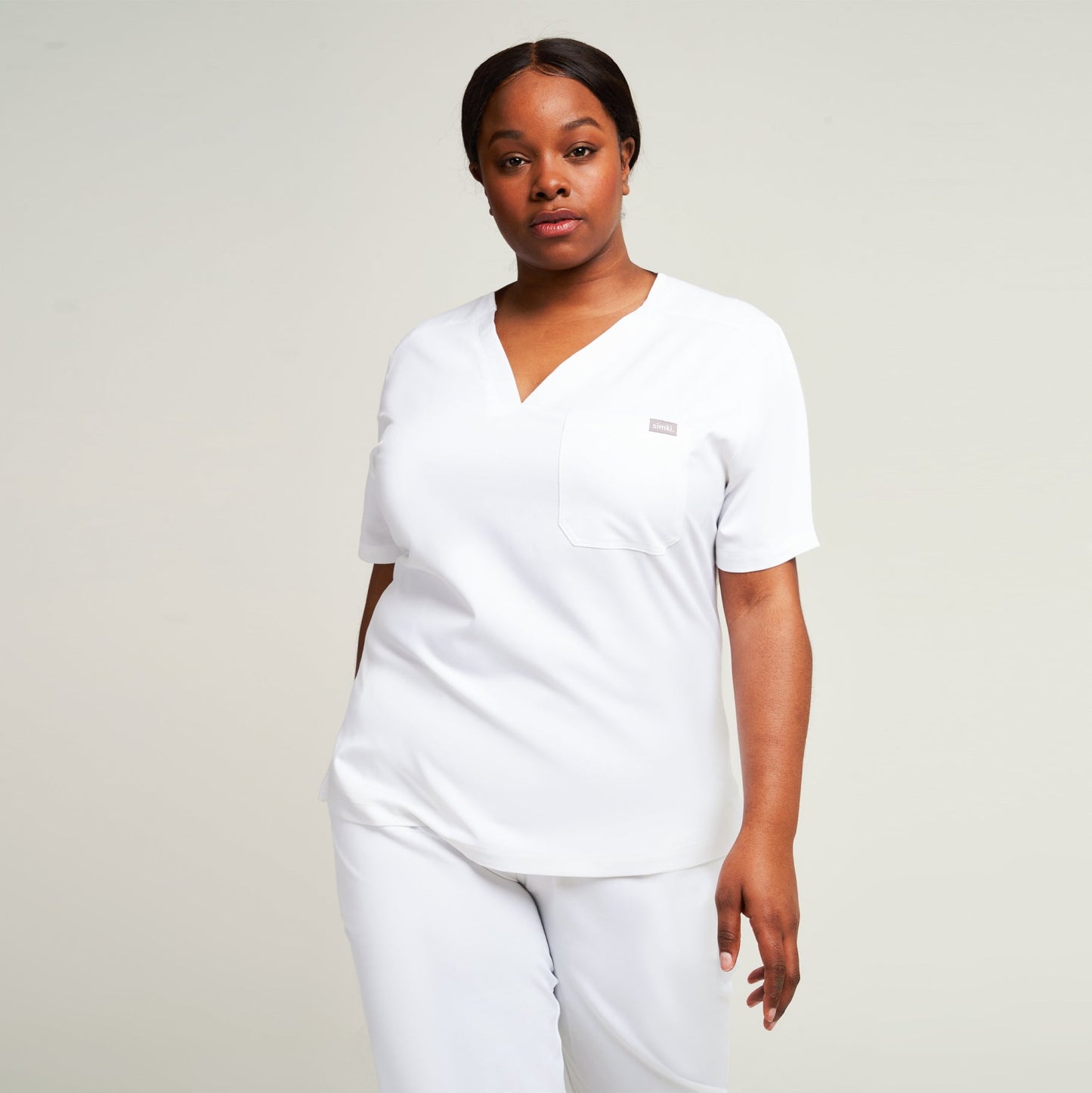 White Nova One Pocket Scrub Top - Beh-4957