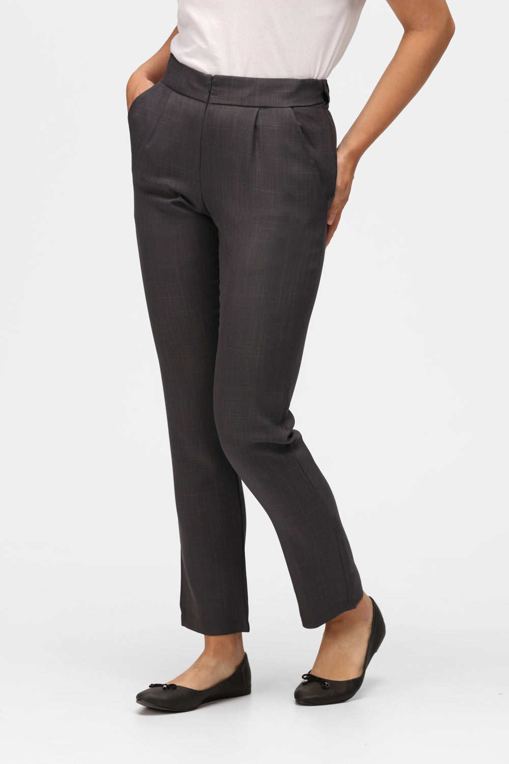 Ladies grey slim leg trousers hotsell