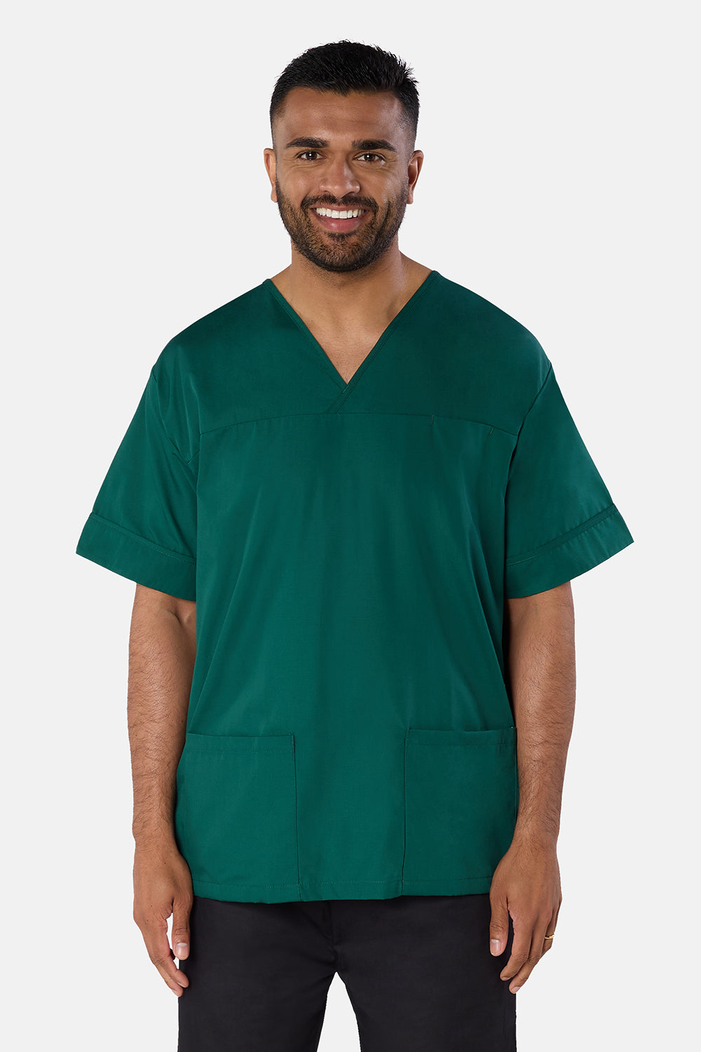 Bottle Green Plain Lightweight Scrub Top