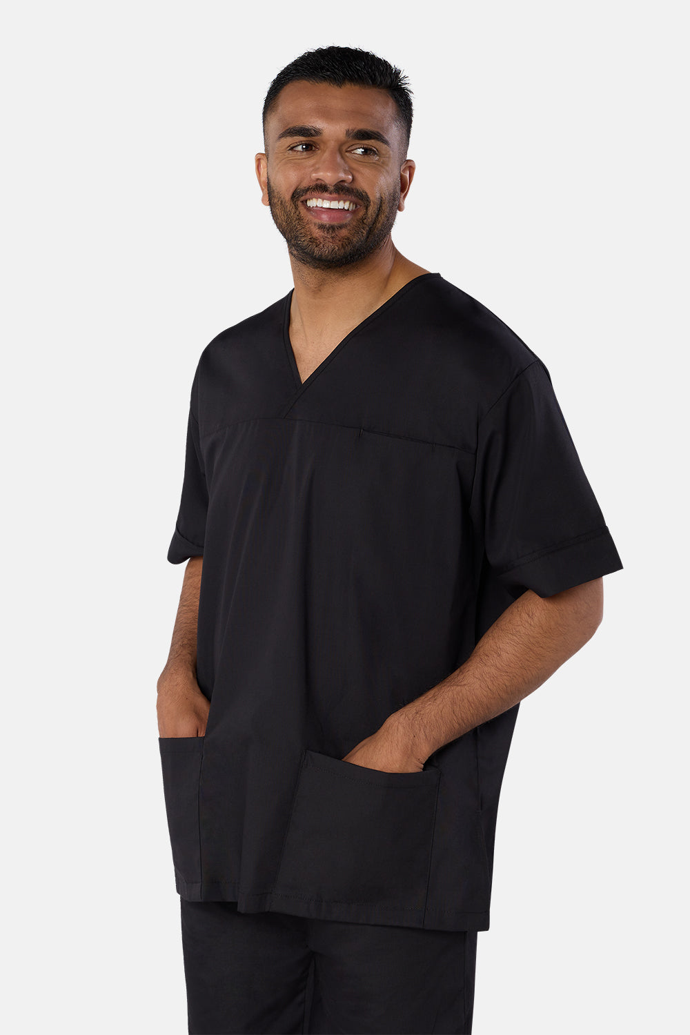 Black Plain Lightweight Scrub Top