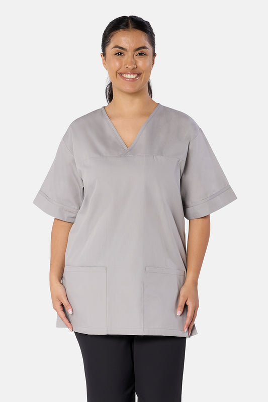 Grey Plain Lightweight Scrub Top