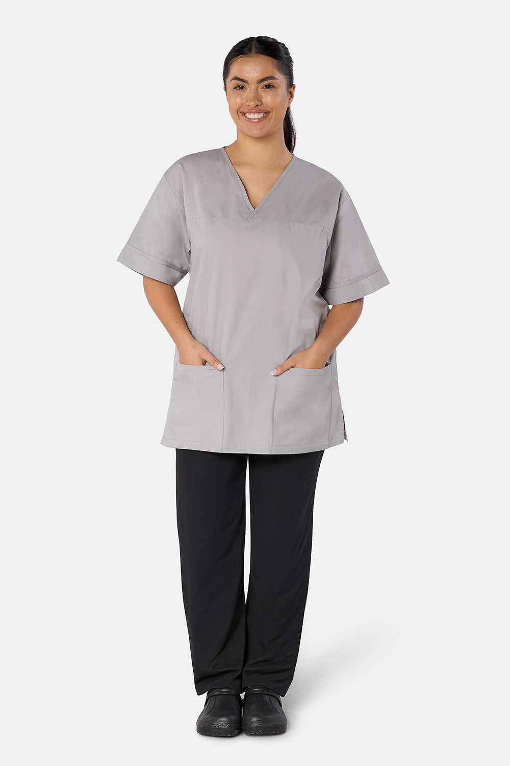 Grey Plain Lightweight Scrub Top