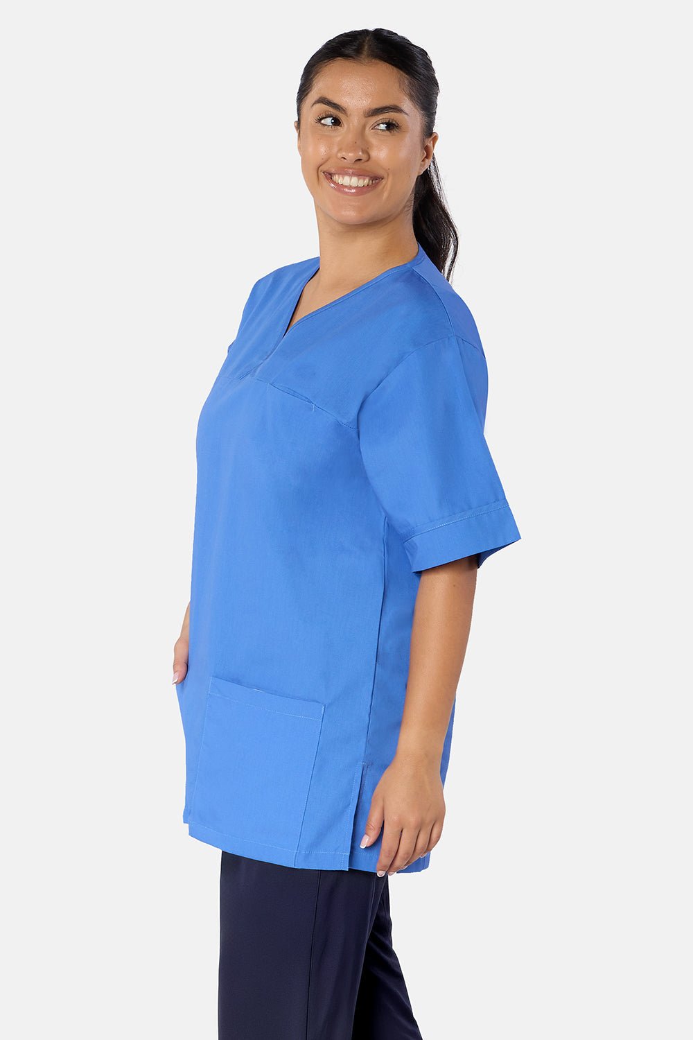 Hospital Blue Plain Lightweight Scrub Top