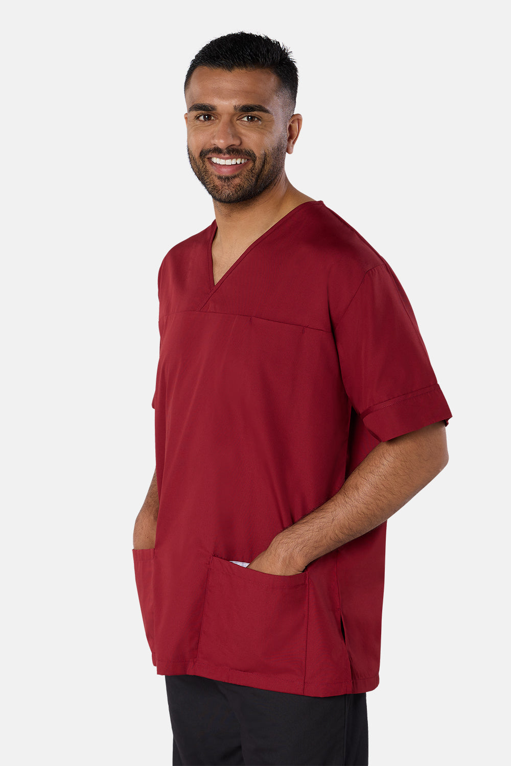 Maroon Plain Lightweight Scrub Top