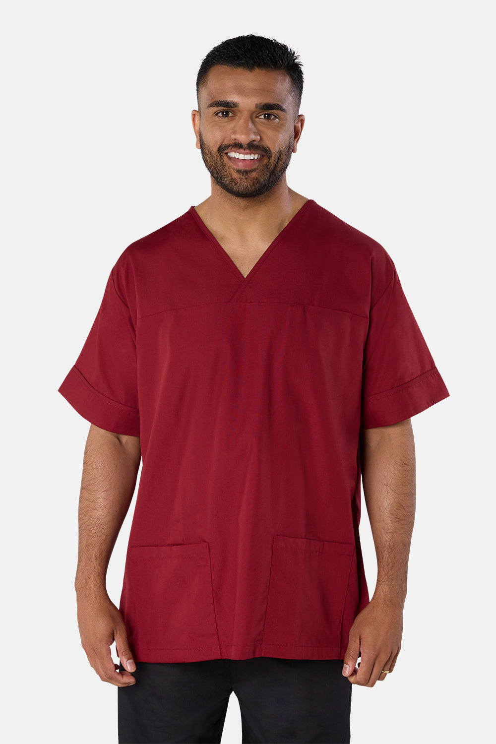 Maroon Plain Lightweight Scrub Top