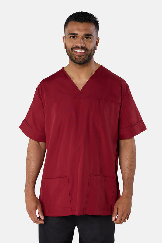 Maroon Plain Lightweight Scrub Top