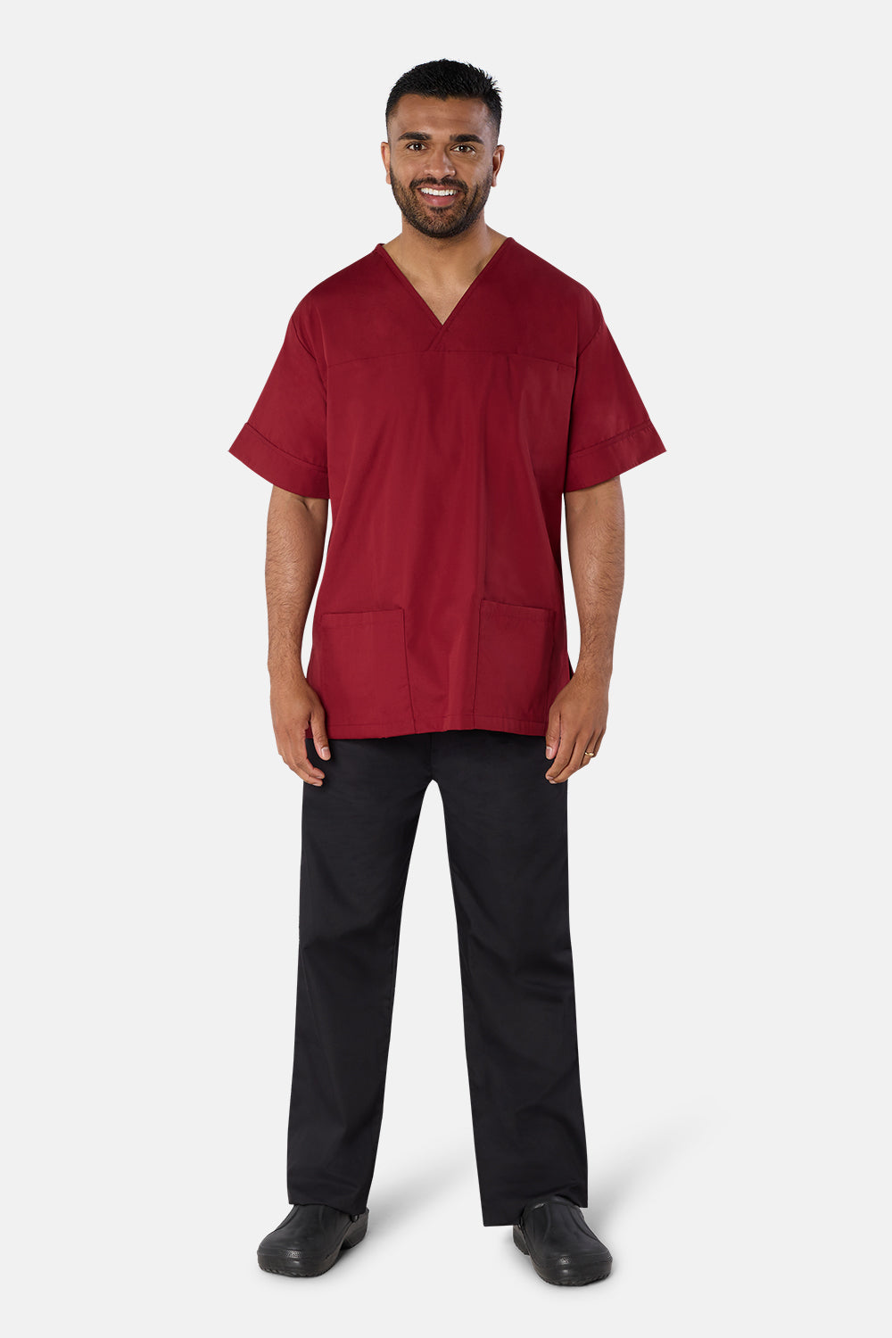 Maroon Plain Lightweight Scrub Top