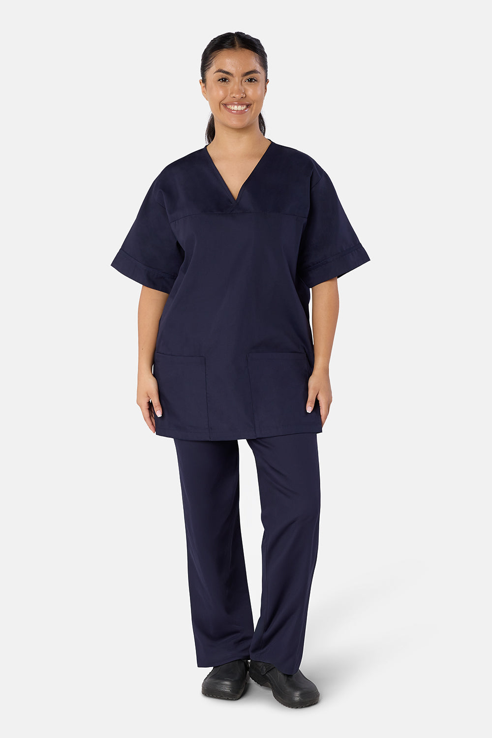 Navy Plain Lightweight Scrub Top