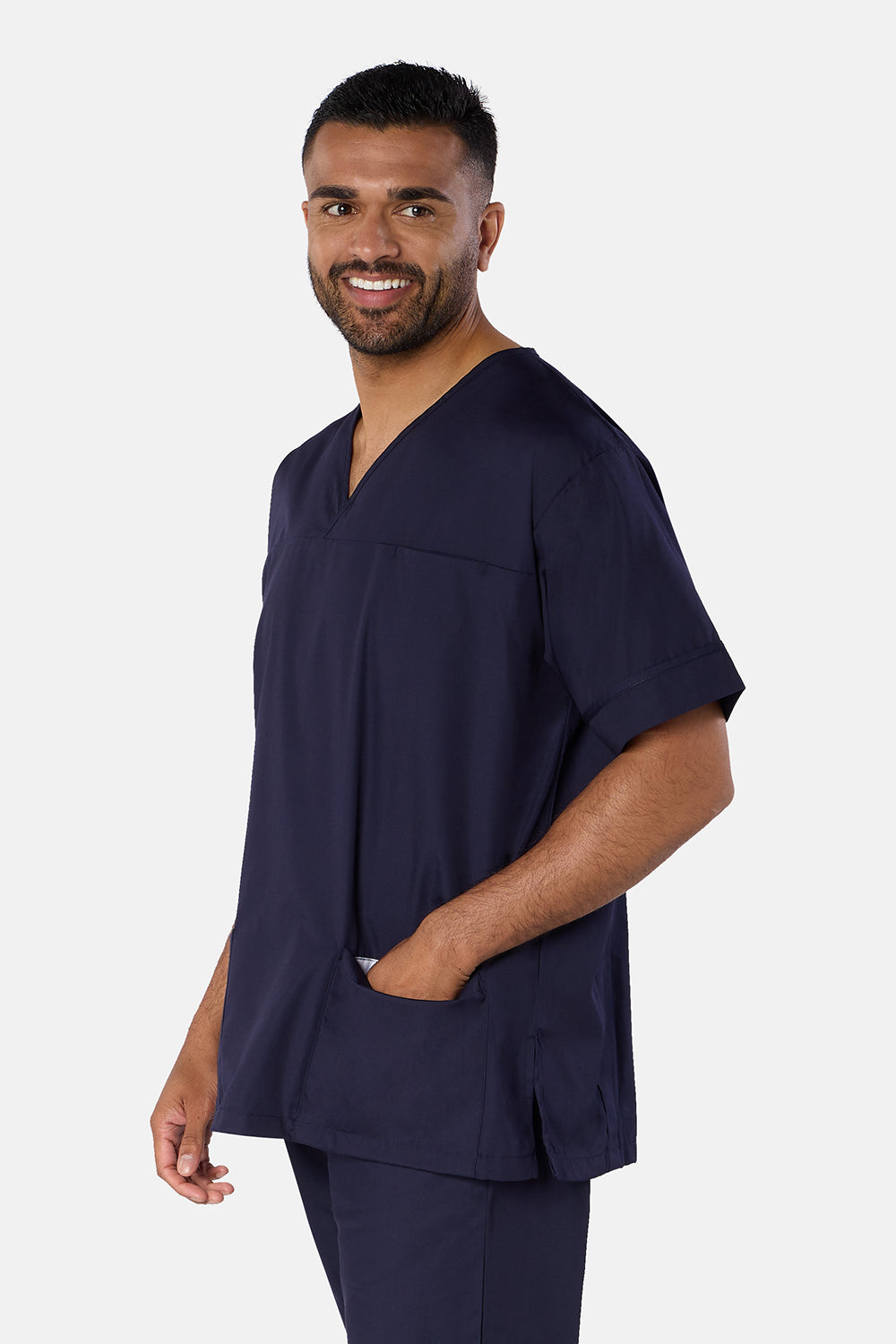 Navy Plain Lightweight Scrub Top