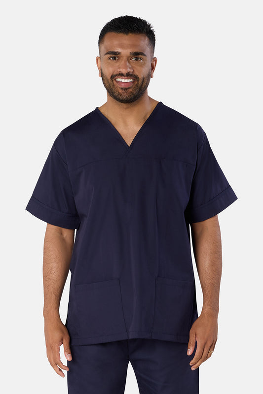 Navy Plain Lightweight Scrub Top