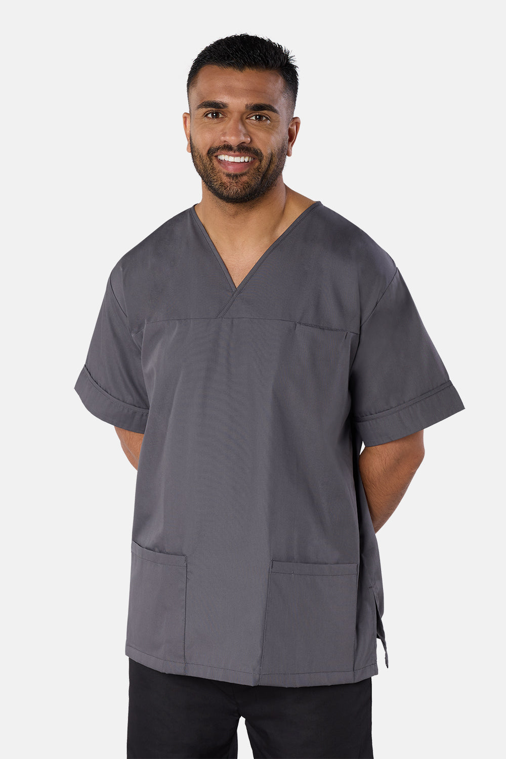 Storm Grey Plain Lightweight Scrub Top