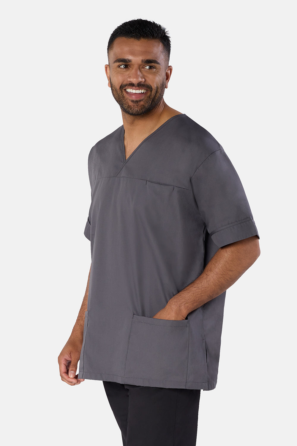 Storm Grey Plain Lightweight Scrub Top