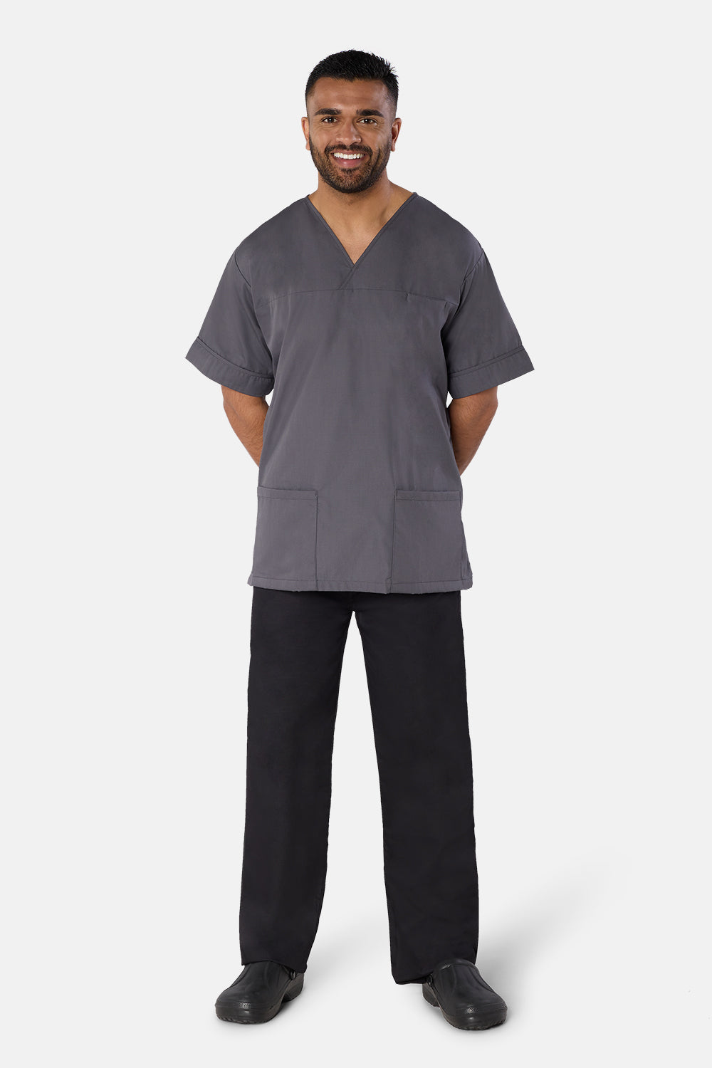 Storm Grey Plain Lightweight Scrub Top