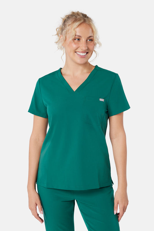 Hunter Green Nova One Pocket Scrub Top - Beh-Nova