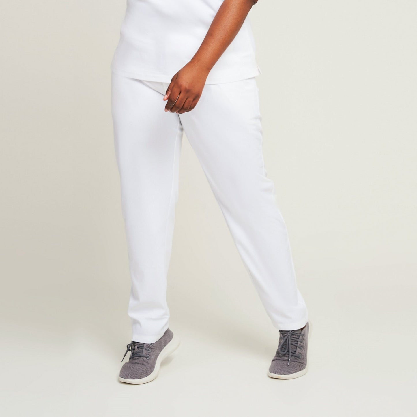 White Arlo Straight Leg Scrub Trouser - Beh-4956