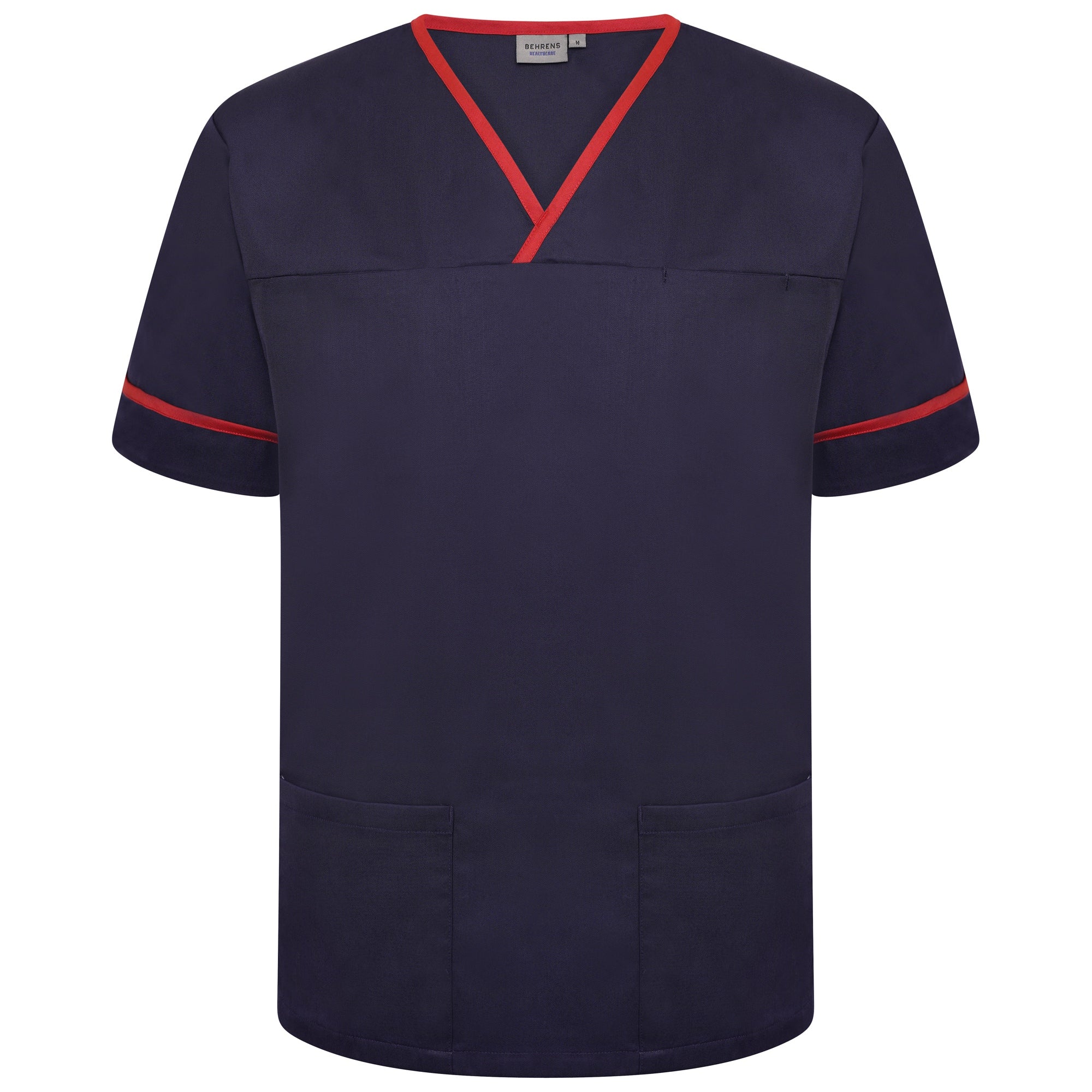 Behrens Navy/Red Trim Contrast Trim Smart Scrub Top - NSTT / NRT